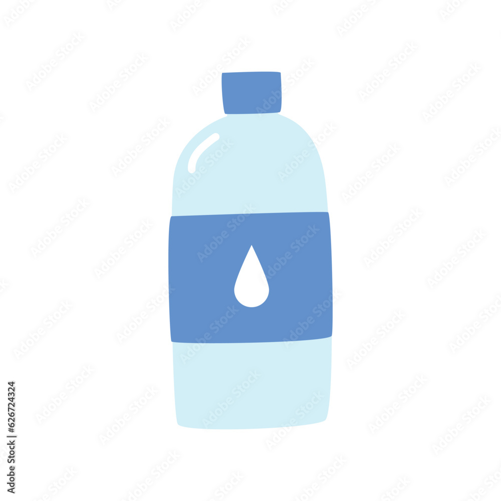 Water bottle clipart. Simple blue water bottle flat vector illustration clipart cartoon style, hand drawn doodle. Teacher, students, classroom, school supplies, back to school concept Water bottle clipart. Simple blue water bottle flat vector illustration clipart cartoon style, hand drawn doodle. Teacher, students, classroom, school supplies, back to school concept