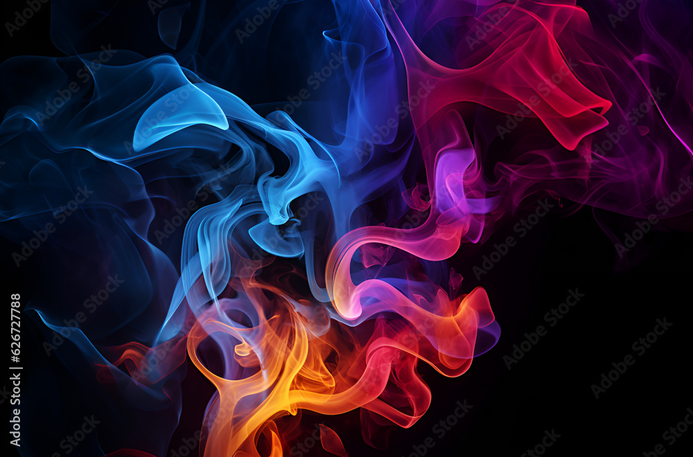 Abstract colorful smoke on dark background
