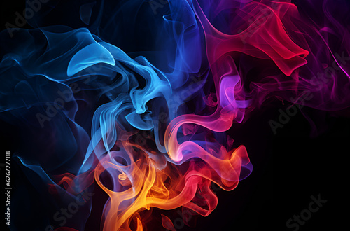 Abstract colorful smoke on dark background 