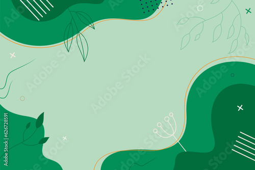 Presentation Background with tropical leaf plant on green background vector design.