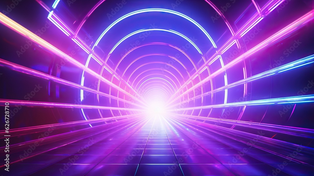 eon light tunnel with red and neon rainbow lights, in the style of rustic futurism, violet and aquamarine, high-angle, vintage aesthetics, poster, unreal engine 5, large canvas format eon light tunnel with red and neon rainbow lights, in the style of rustic futurism, violet and aquamarine, high-angle, vintage aesthetics, poster, unreal engine 5, large canvas format