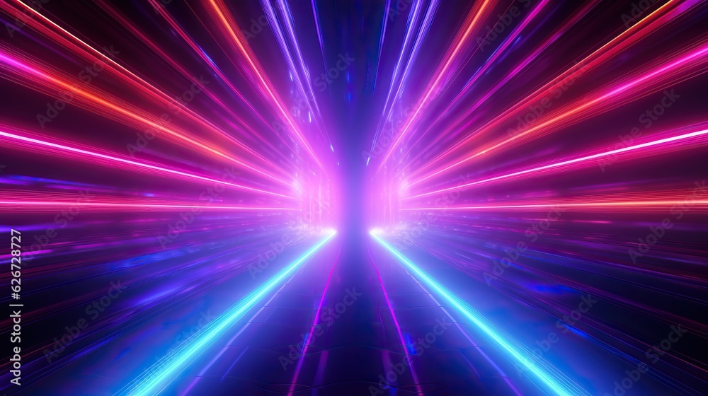 eon light tunnel with red and neon rainbow lights, in the style of rustic futurism, violet and aquamarine, high-angle, vintage aesthetics, poster, unreal engine 5, large canvas format eon light tunnel with red and neon rainbow lights, in the style of rustic futurism, violet and aquamarine, high-angle, vintage aesthetics, poster, unreal engine 5, large canvas format