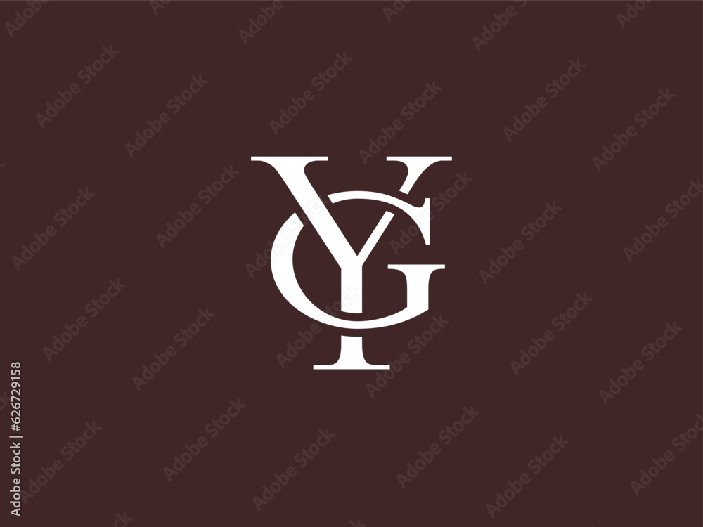 Letter YG or GY serif font typography logo with classic modern style for signature symbol, personal brand, wedding monogram, etc.
