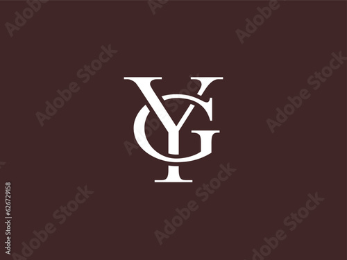 Letter YG or GY serif font typography logo with classic modern style for signature symbol, personal brand, wedding monogram, etc.