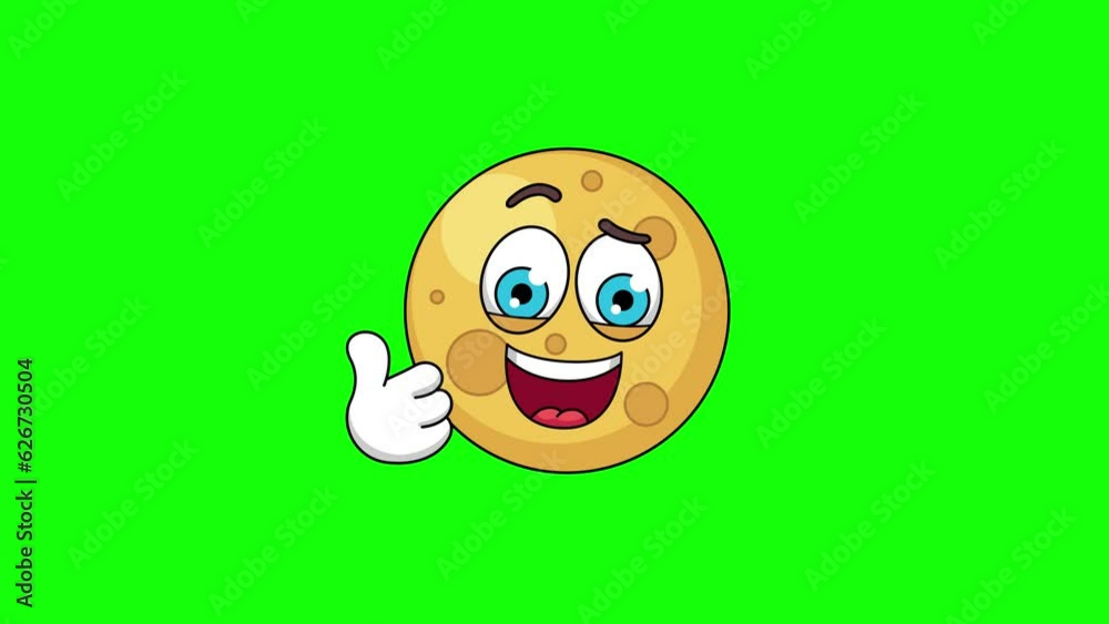 Thumbs-up moon emoji emoticon loop animation on a green screen Stock ...