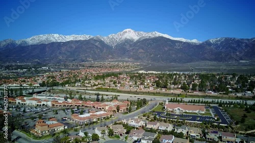 Aerial view of the Rancho Cucamonga area cityscape