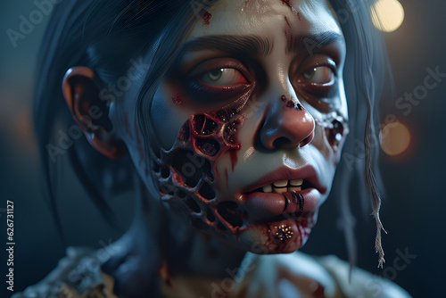 A sad beautiful zombie latin girl