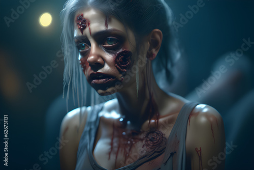 A sad beautiful zombie latin girl