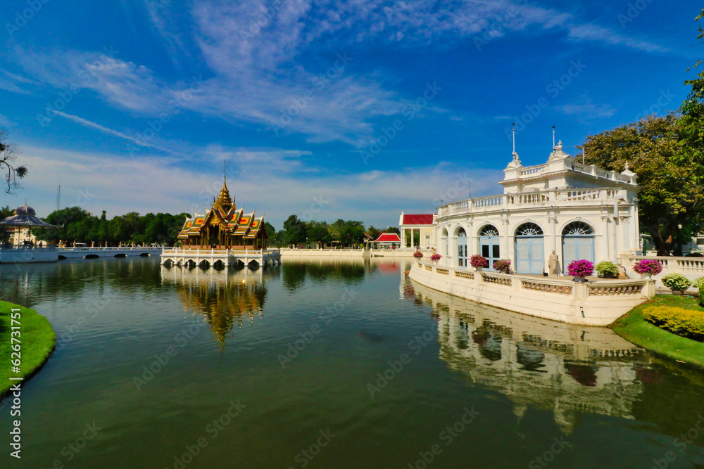 Aisawan Dhiphya-Asana Pavilion at Bang Pa Royal Palace complex of former Rama Kings of Thailand near Ayutthaya, Thailand
