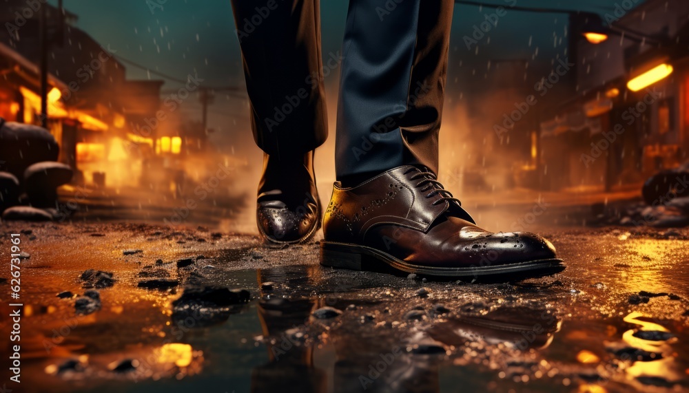 Business Journey: A Path to Success - Shoes on Road with a Business Person's Shoes, Generative AI Business Journey: A Path to Success - Shoes on Road with a Business Person's Shoes, Generative AI