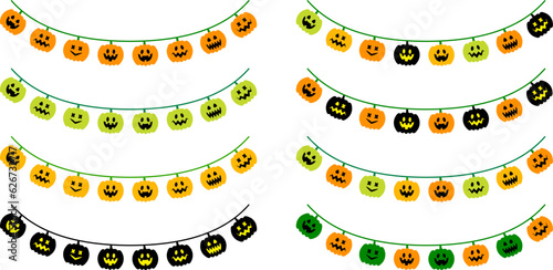 ハロウィンのかぼちゃランタンガーランドセット