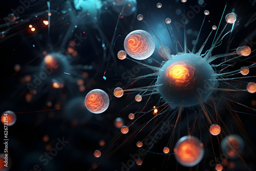 microscopic illustration of multi cellular organisms 3d rendered
