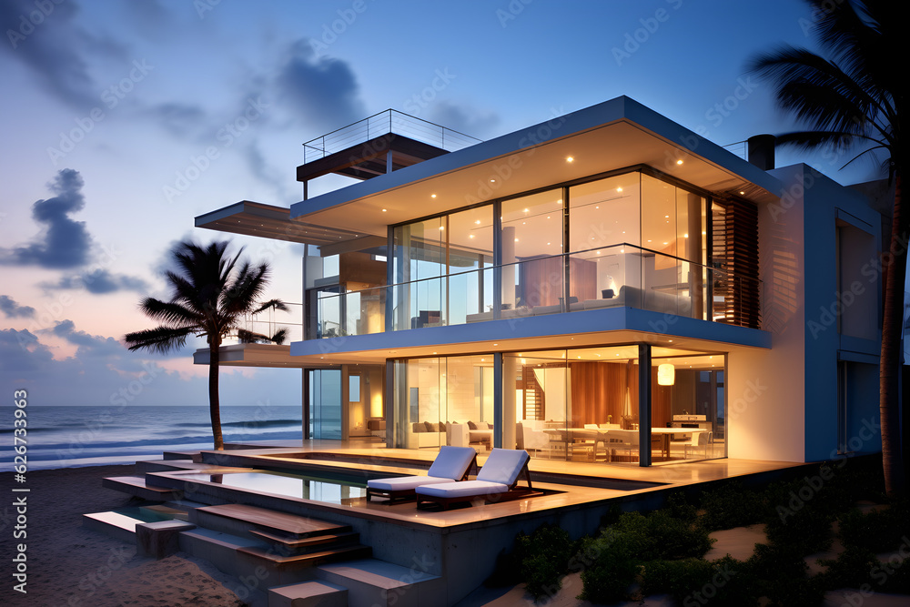 modern luxury house on the beach