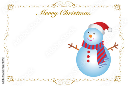 マフラーをした雪だるまのクリスマスカード
