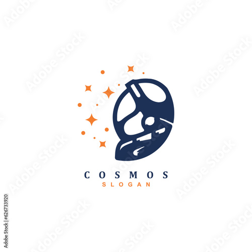 Premium modern astronaut spaceman with star in the galaxy logo design