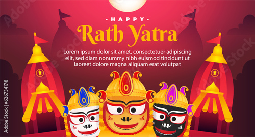 Happy Rath Yatra holiday celebration for banner design