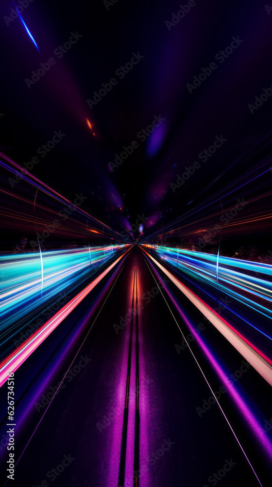Ai artwork of abstract neon background. Fluorescent lines glowing in the dark dynamic. Neon tunnel. Generative ai. Ai artwork of abstract neon background. Fluorescent lines glowing in the dark dynamic. Neon tunnel. Generative ai.