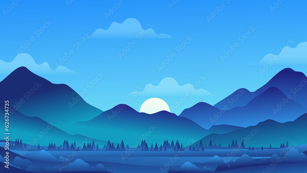 landscape with mountains and clouds generated Ai