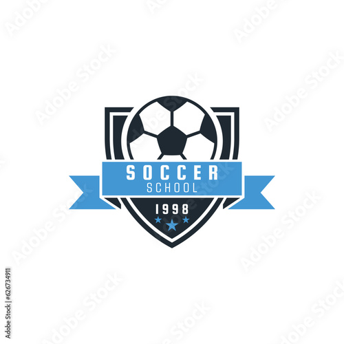 Football and soccer school vector logo template