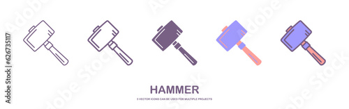 hammer icon illustration isolated vector sign symbol. gavel vector illustration
