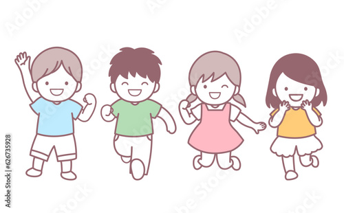 元気な子どもたち　イラスト