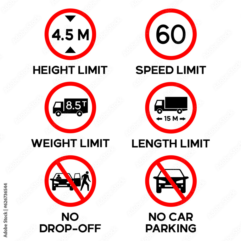 Illustration Sets Of International Traffic Signs Such As Height Limit illustration-sets-of-international-traffic-signs-such-as-height-limit