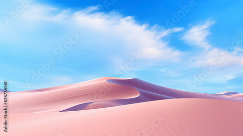 Desert Dune cliff sand landscape with clean blue sky. Minimal Desert natural background. Scene of Dry land Sand  dusty road without the end point  with Generative Ai.