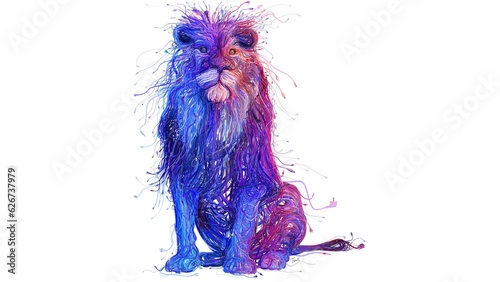 a lion made of colourful threads generated Ai