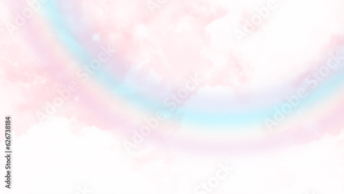 Pink sky and purple bright fantasy abstract. rainbow on pink sky with texture of cloud and snow
