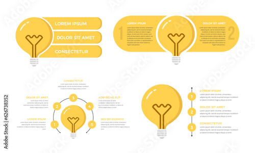 Infographic templates with bulb and place for your text, idea concept, education infographics, vector eps10 illustration