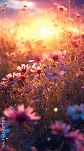 Dreamy Field Flowers Sunset  © hisilly