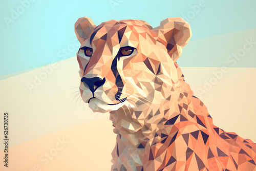 Low Poly Illustration of a cheetah - Geometric Art