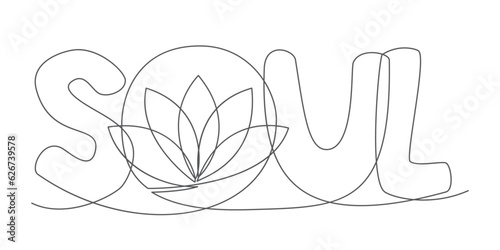 Soul One line drawing isolated on white background