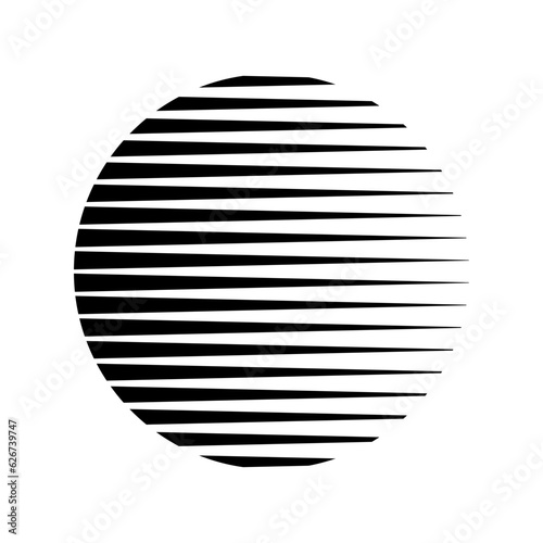 Vintage halftone style black striped lines circle geometric logo. Vector illustration.