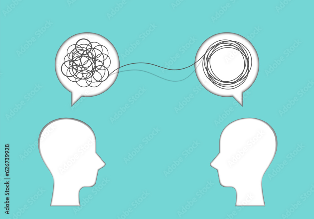 Head sign with speech bubble and doodle line. Understand question. Mental Problem solving solution. Simplifying the complex. Confusion. Psychotherapy, Brainstorming, Communication concept Head sign with speech bubble and doodle line. Understand question. Mental Problem solving solution. Simplifying the complex. Confusion. Psychotherapy, Brainstorming, Communication concept
