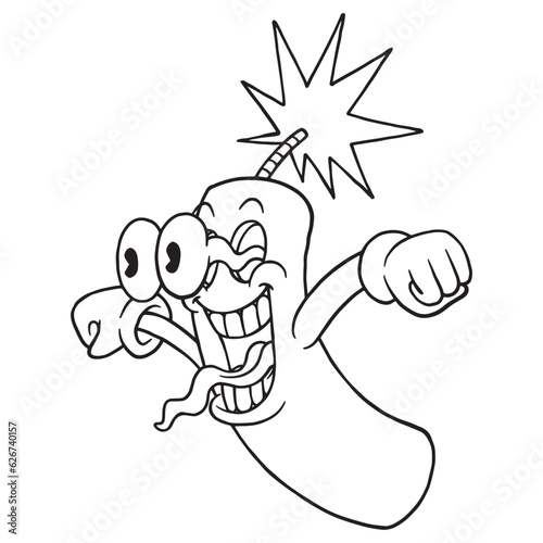 coloring illustration of cartoon crazy dynamite