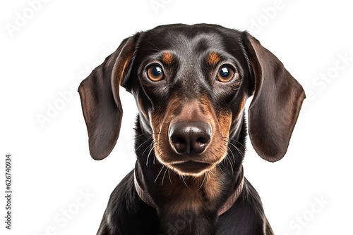 portrait of  a Dachshund dog with white background