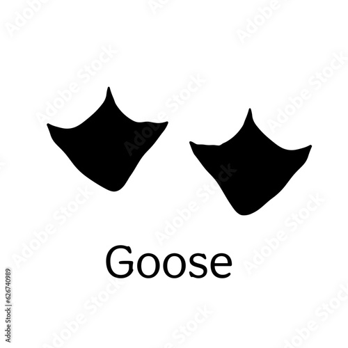 Black silhouette of goose prints isolated on white