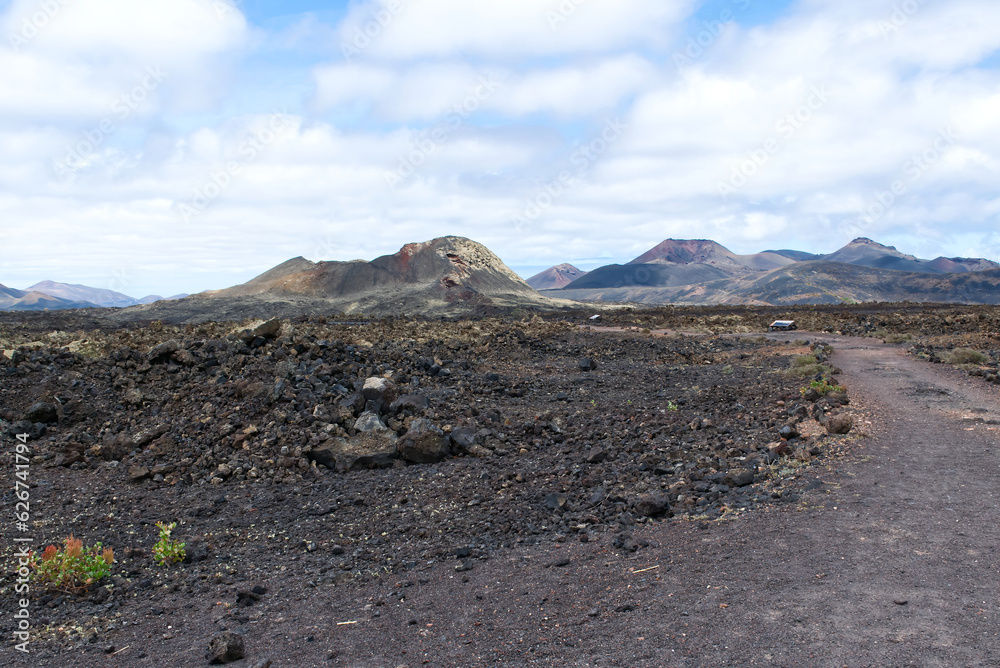 Landscape in Tropical Volcanic Canary Islands, Lanzarote, Spain.