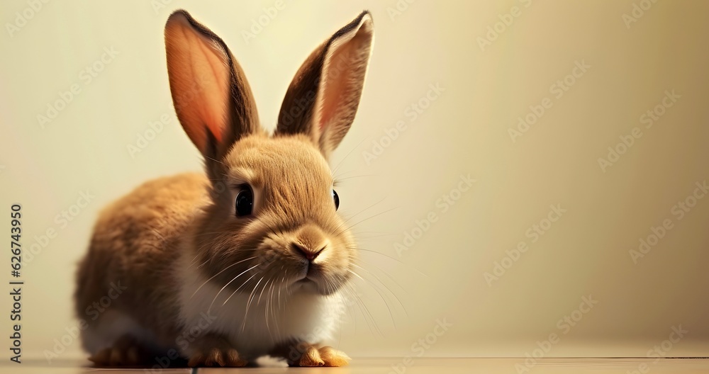 Obraz premium Cute bunny rabbit on floor.
