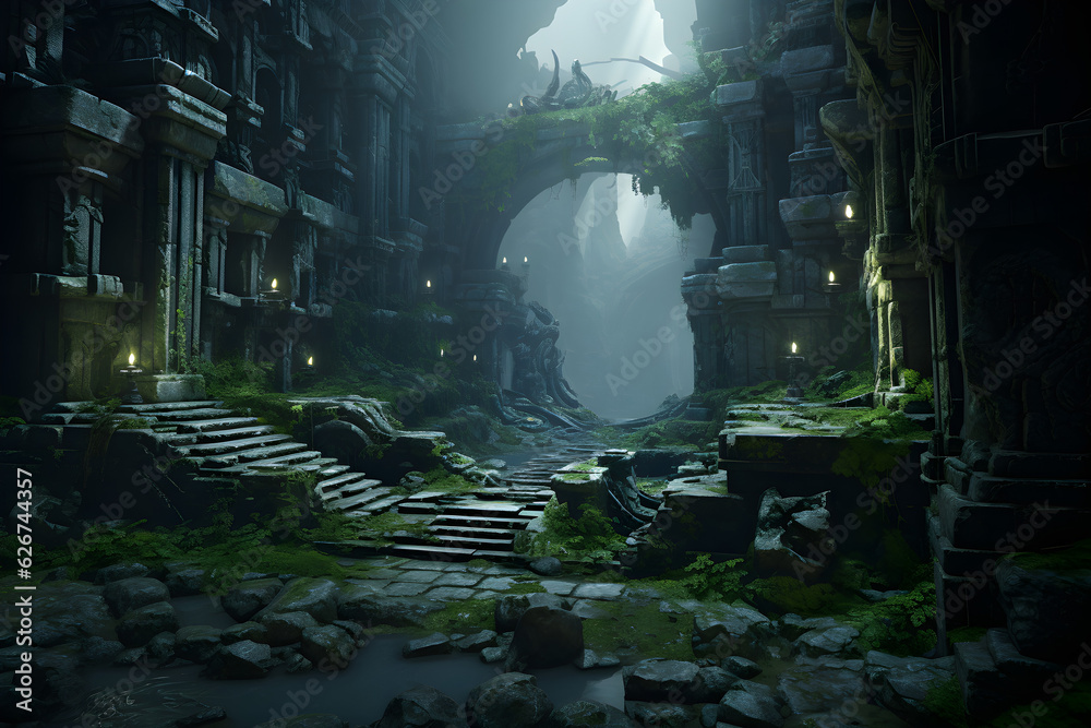 Obraz premium jungle ruins environment concept art illustration