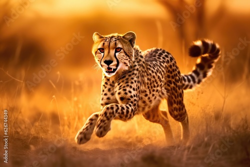 A Cheetah running in the wild. Cheetah. Generative Ai