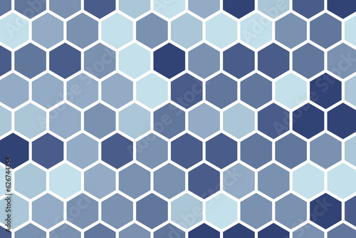Blue shade hexagon structure seamless pattern. Hexagonal honeycomb background. Vector illustration. © Waseem