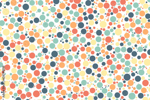 Colorful random size circle bubble dotted mosaic background. Choatic dots vector illustration.