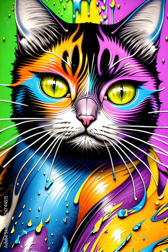 cat art color Generative AI