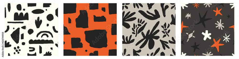 Abstract organic shapes vector seamless pattern set. Modern background ...