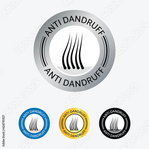 Anti Dandruff sign, symbol, logo, icon, badge, emblem, pictogram, flat vector, isolated illustration, for shampoo, oil and serum.