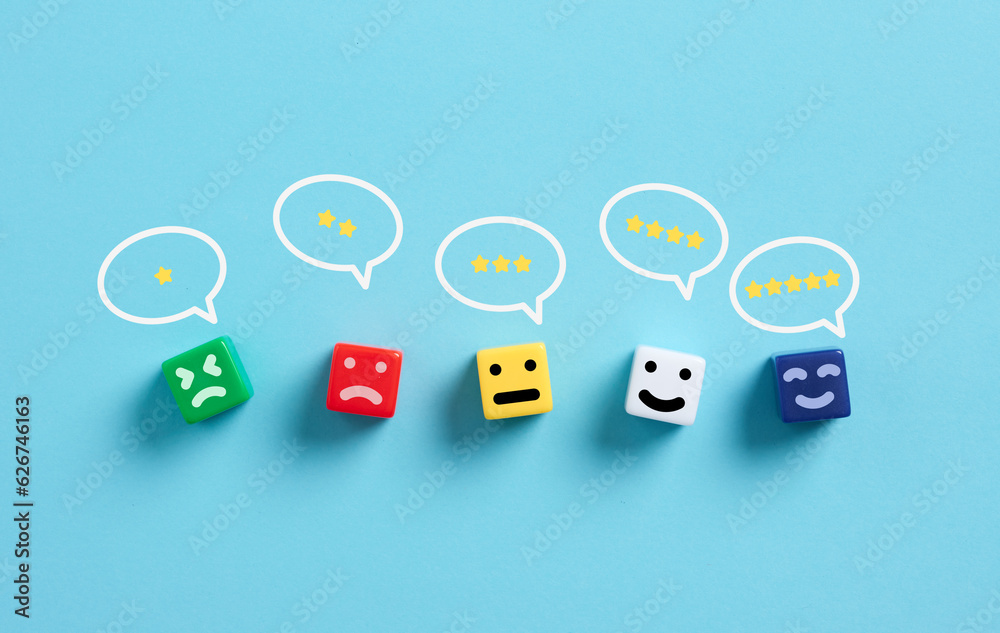 Naklejka premium Customer satisfaction. Service or product rating and evaluation. User feedback and client review.