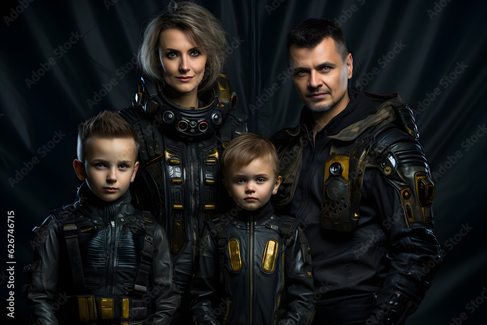 cyberpunk family portrait