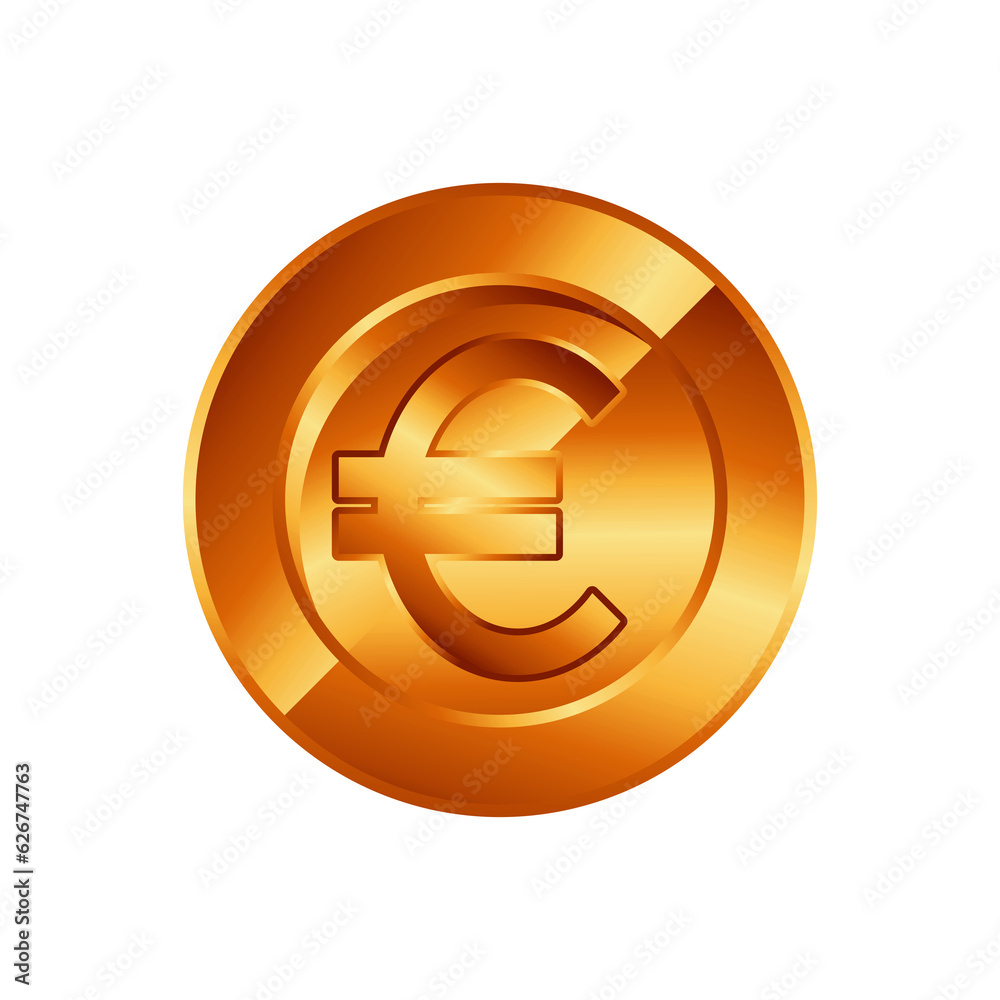 Obraz premium gold euro coin currency on transparent background